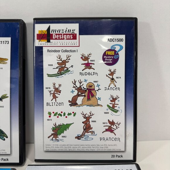 4 Embroidery Design CD Dragonflies Roosters Fairies Reindeer - Picture 3 of 9